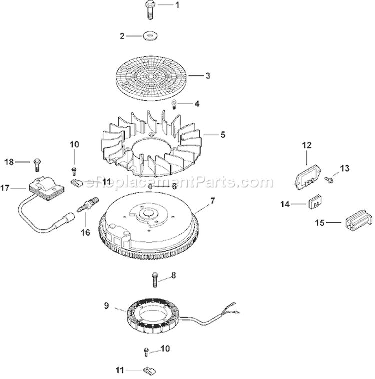 Page J Diagram and Parts List for CV15T-41628  Kohler Engine