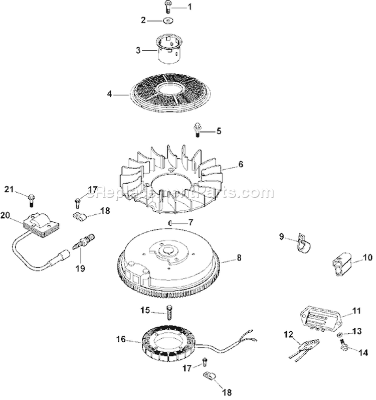 Page J Diagram and Parts List for CV15T-41633  Kohler Engine