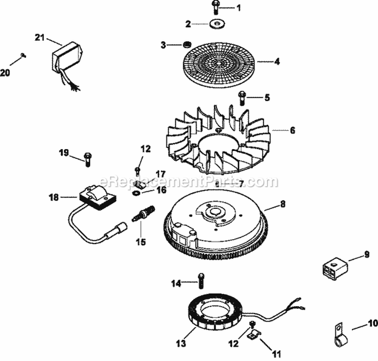 Page J Diagram and Parts List for CV16-43517  Kohler Engine