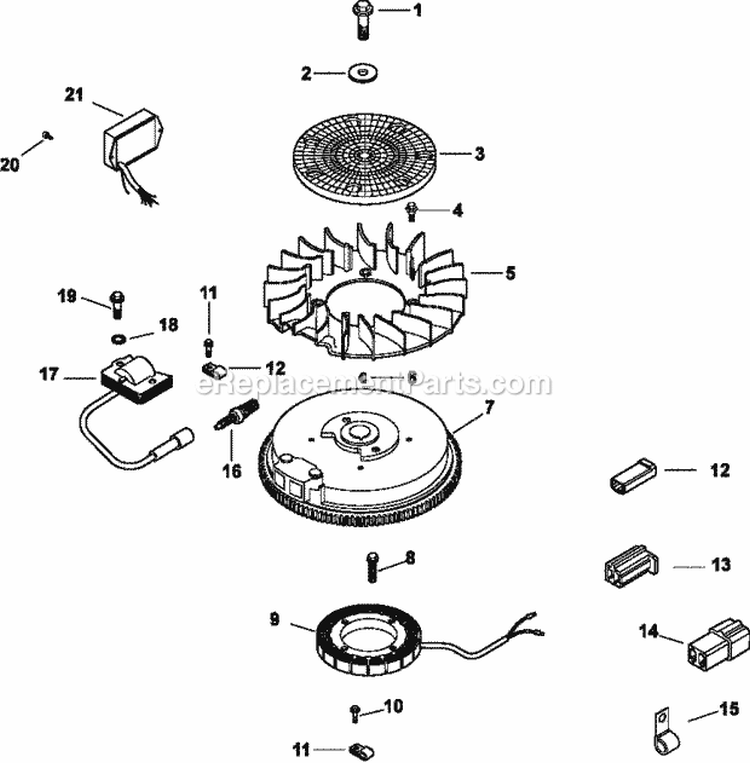 Page J Diagram and Parts List for CV16-43518  Kohler Engine