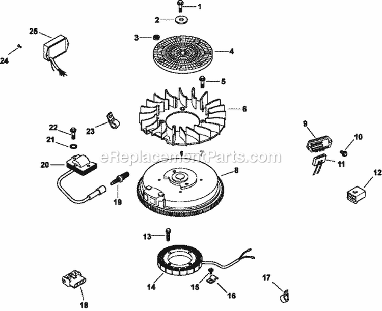 Page J Diagram and Parts List for CV16-43522  Kohler Engine
