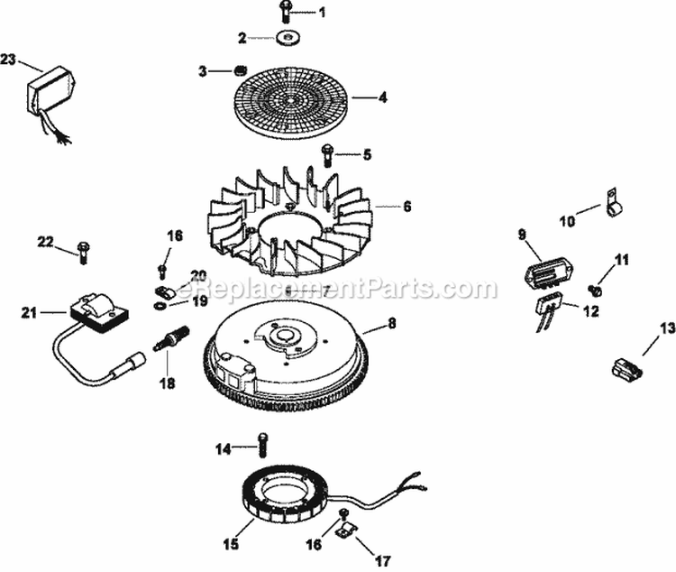 Page K Diagram and Parts List for CV16-43523  Kohler Engine