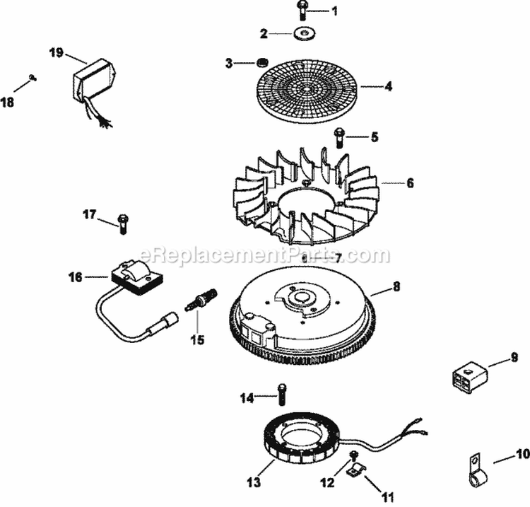 Page J Diagram and Parts List for CV16-43526  Kohler Engine