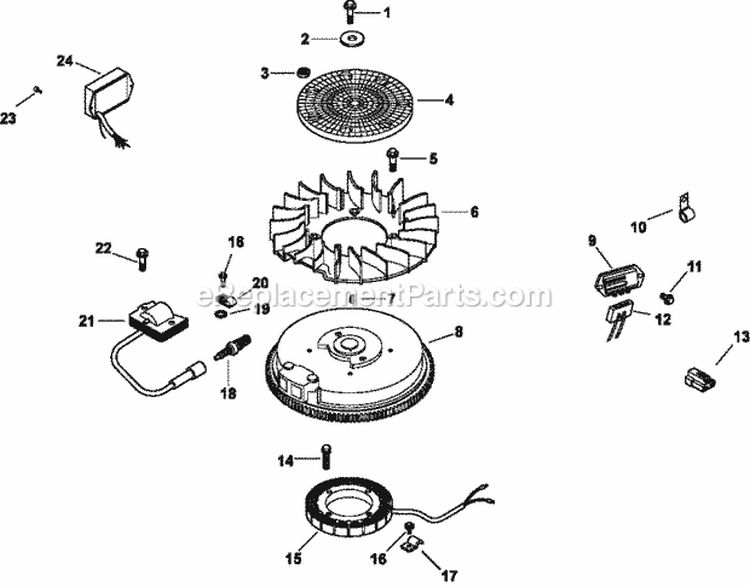 Page K Diagram and Parts List for CV16-43525  Kohler Engine