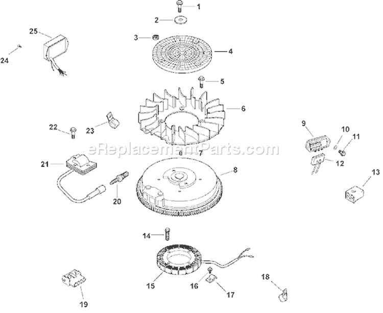 Page J Diagram and Parts List for CV16S-43514  Kohler Engine