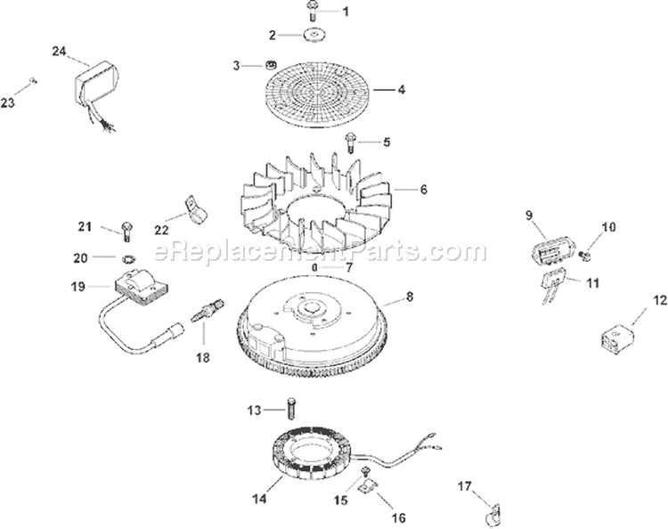 Page J Diagram and Parts List for CV16S-43511  Kohler Engine
