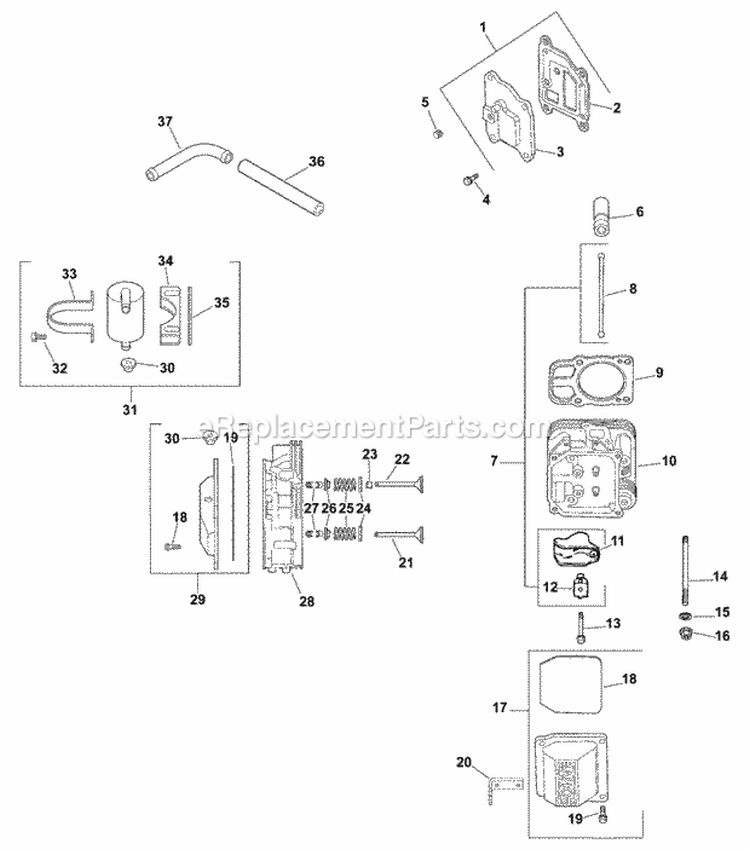 Page L Diagram and Parts List for CV18-61512  Kohler Engine