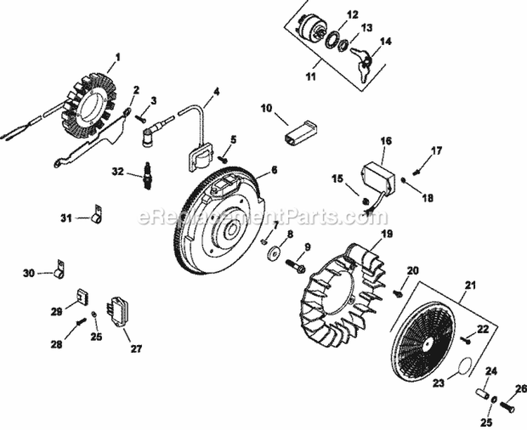 Page J Diagram and Parts List for CH25-68658  Kohler Engine