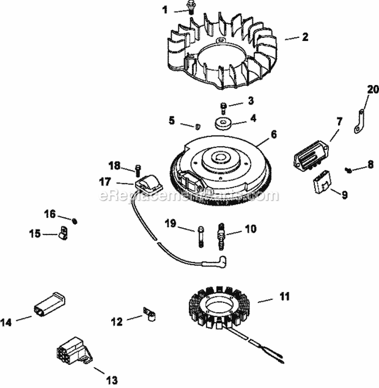 Page L Diagram and Parts List for CV18-61552  Kohler Engine