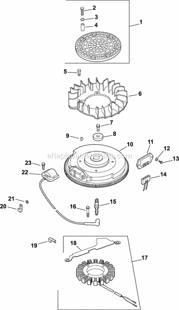 Page L Diagram and Parts List for CV20-65557  Kohler Engine
