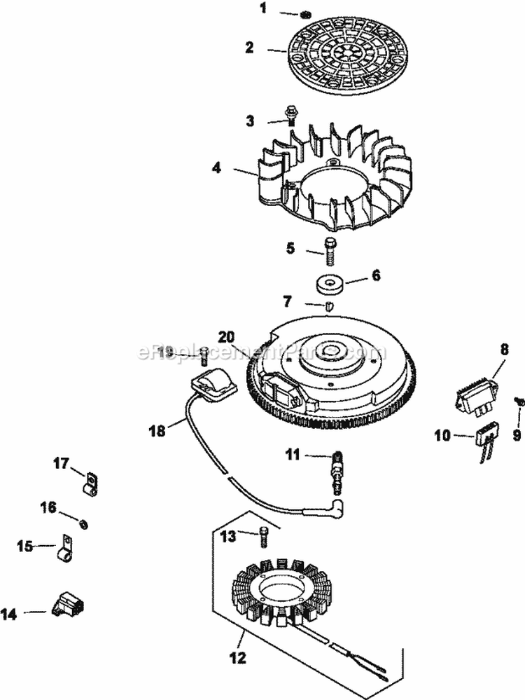 Page J Diagram and Parts List for CV20-65603  Kohler Engine