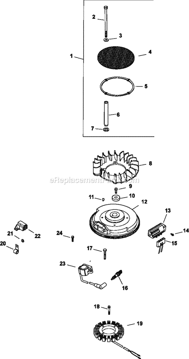 Page J Diagram and Parts List for CV20-65604  Kohler Engine