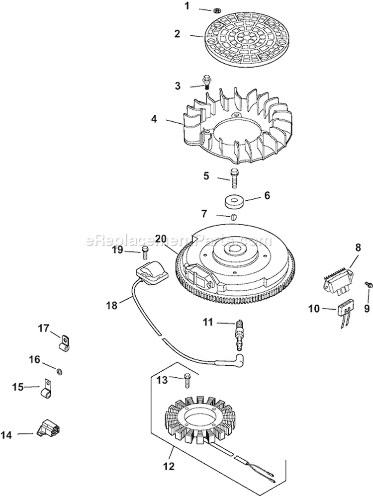 Page J Diagram and Parts List for CV20S-65603  Kohler Engine