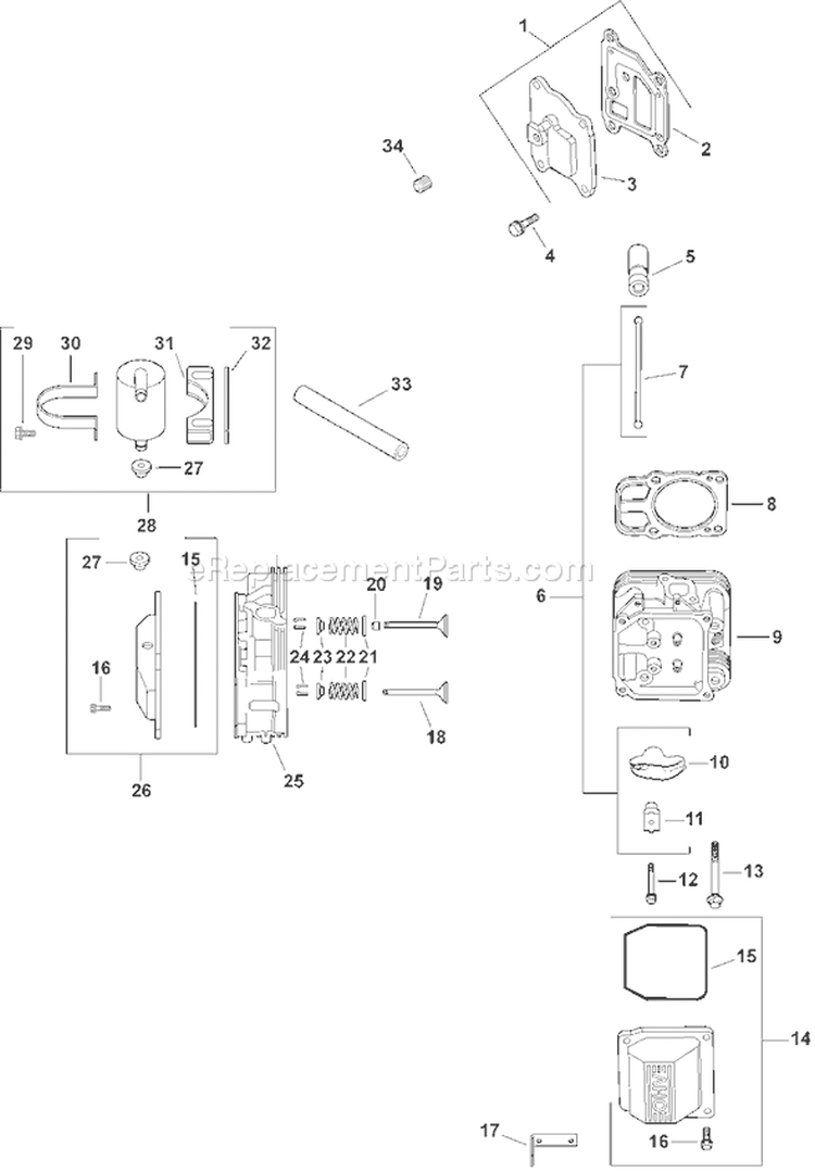 Page H Diagram and Parts List for CV20S-65617  Kohler Engine