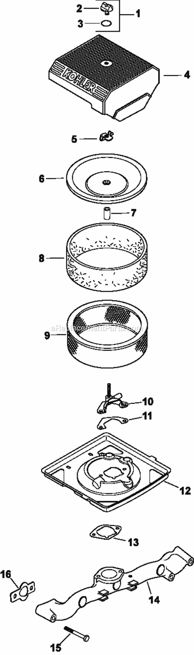 Page A Diagram and Parts List for CV18-61547  Kohler Engine
