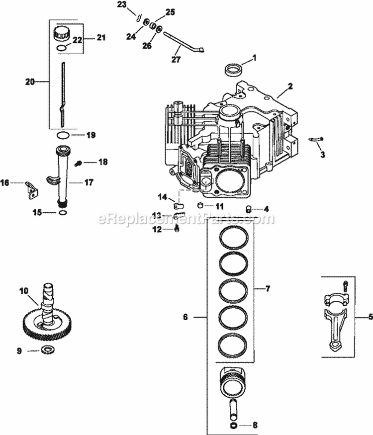 Page D Diagram and Parts List for CV20-65561  Kohler Engine