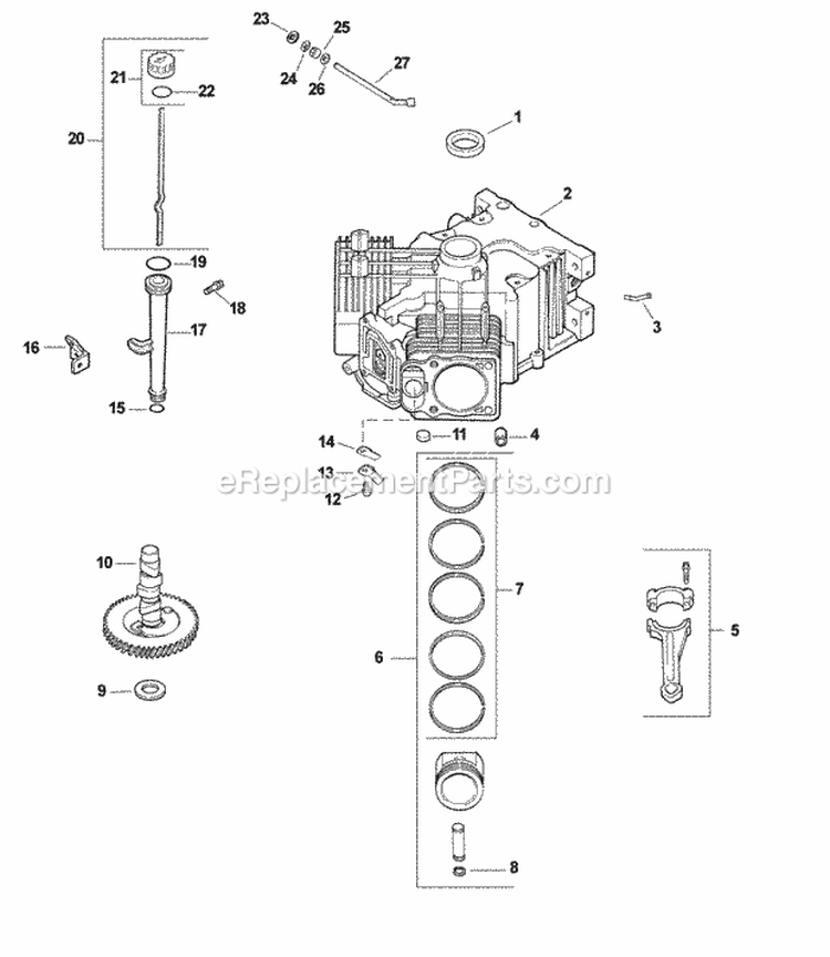 Page C Diagram and Parts List for CV22-67500  Kohler Engine