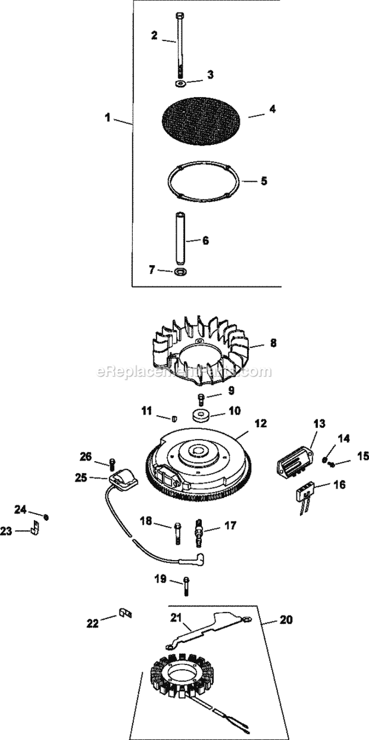 Page J Diagram and Parts List for CV22-75521  Kohler Engine