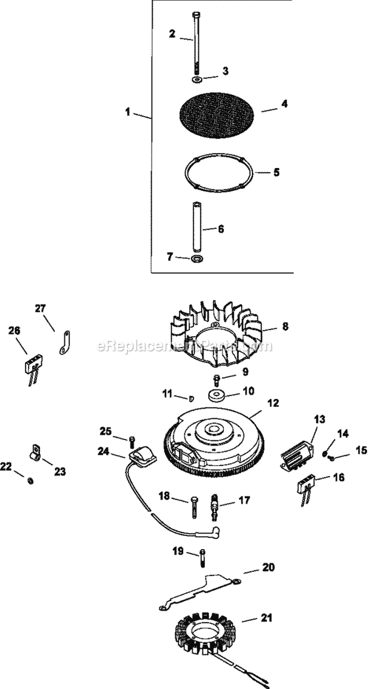 Page K Diagram and Parts List for CH23-76533  Kohler Engine