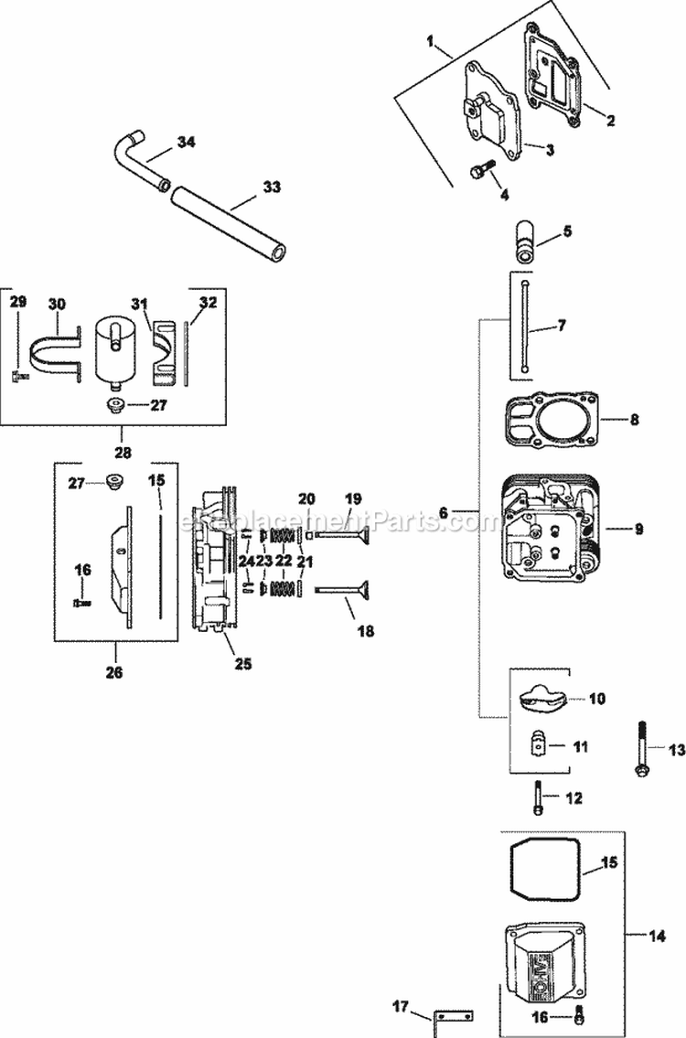 Page J Diagram and Parts List for CV22-75527  Kohler Engine