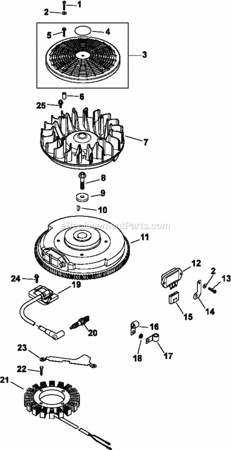 Page K Diagram and Parts List for CV20-65551  Kohler Engine