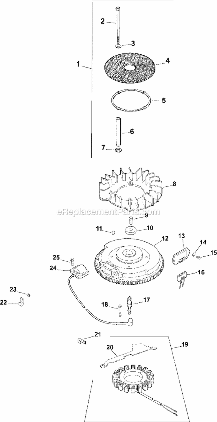 Page K Diagram and Parts List for CV18-61563  Kohler Engine