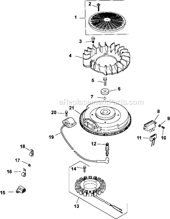 Page J Diagram and Parts List for CV23-75540  Kohler Engine