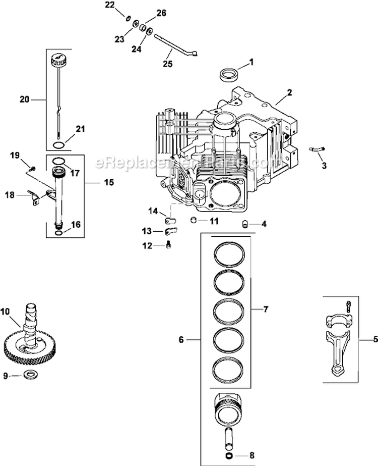Crankcase 2-24-118 Diagram and Parts List for CV23-75558  Kohler Engine