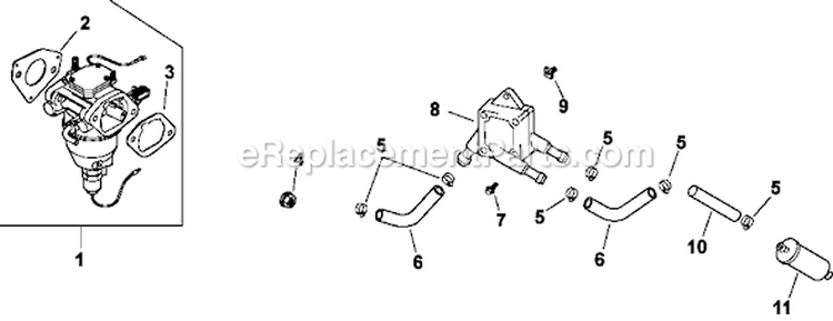 Fuel System 8-24-522 Diagram and Parts List for CV23-75571  Kohler Engine