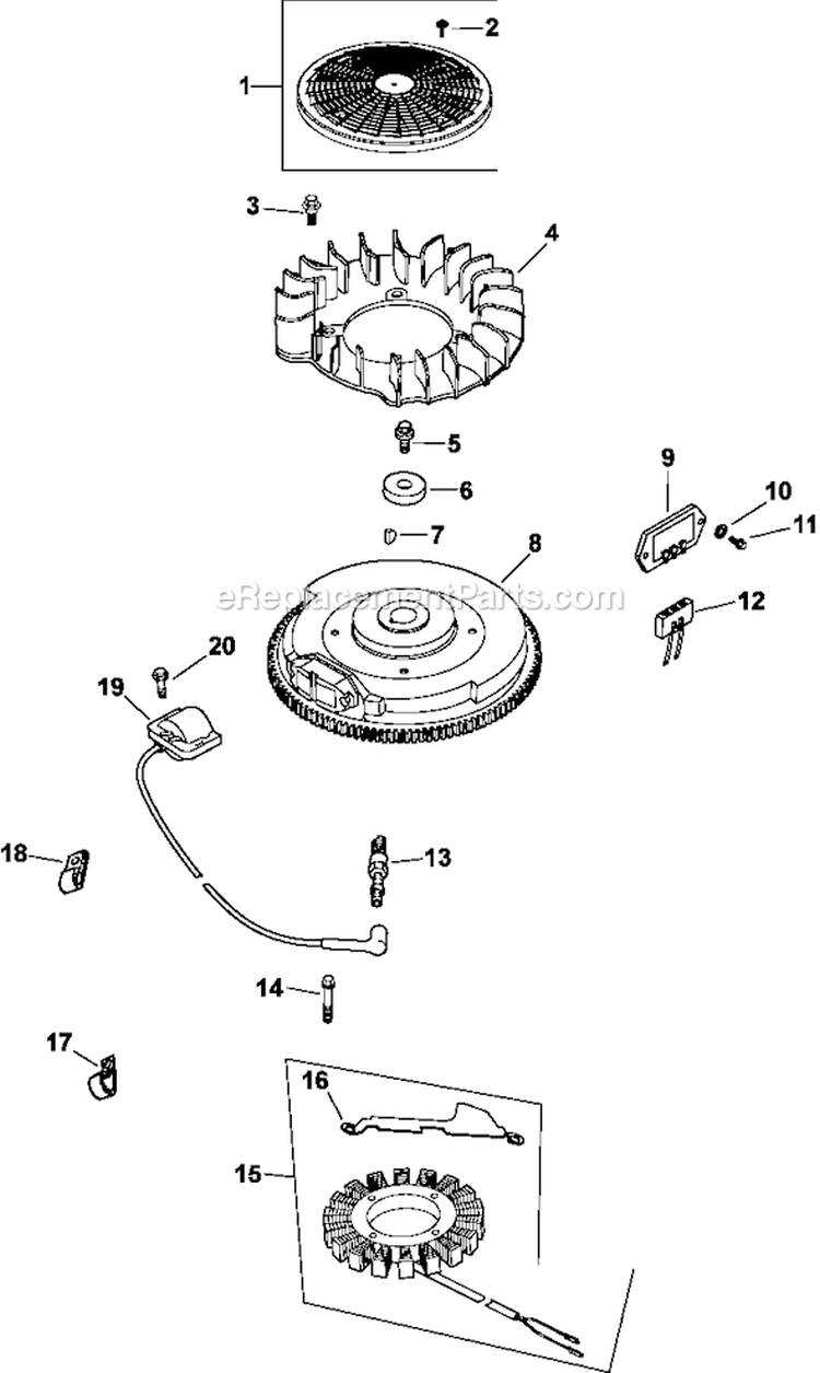 Page J Diagram and Parts List for CV23-75579  Kohler Engine