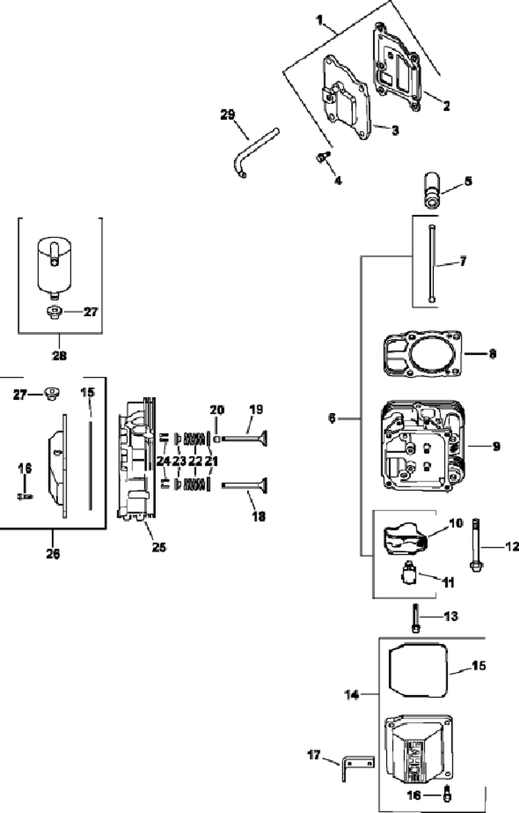 Head/Valve/Breather Diagram and Parts List for CV23-75591  Kohler Engine