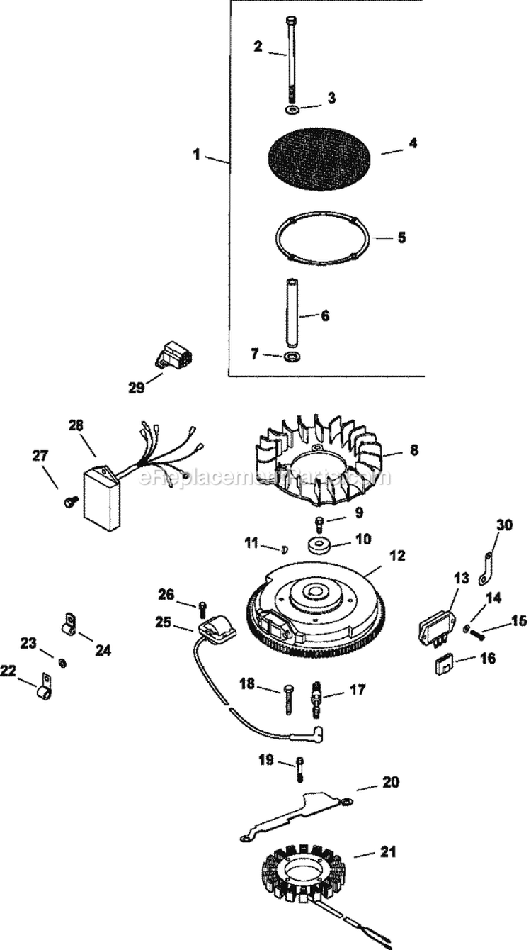 Page K Diagram and Parts List for CV25-69521  Kohler Engine