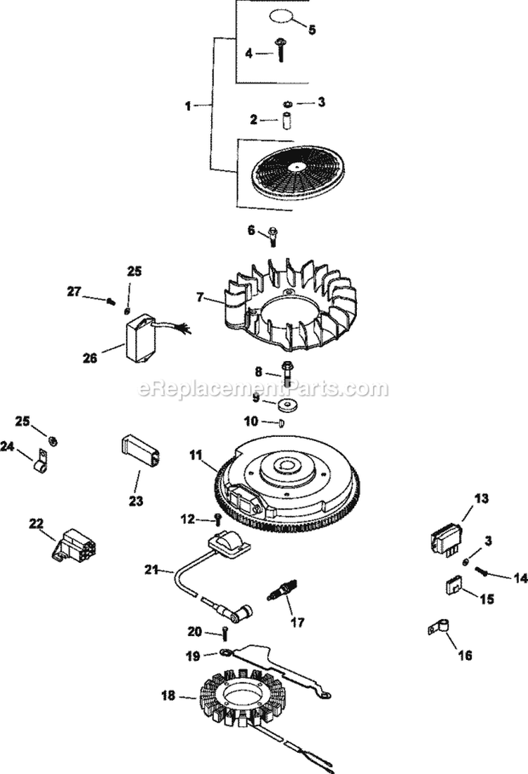 Page J Diagram and Parts List for CV25-69529  Kohler Engine