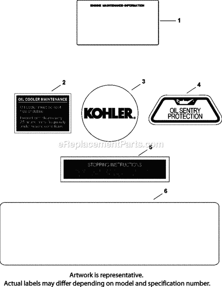 Page E Diagram and Parts List for CV25-69529  Kohler Engine