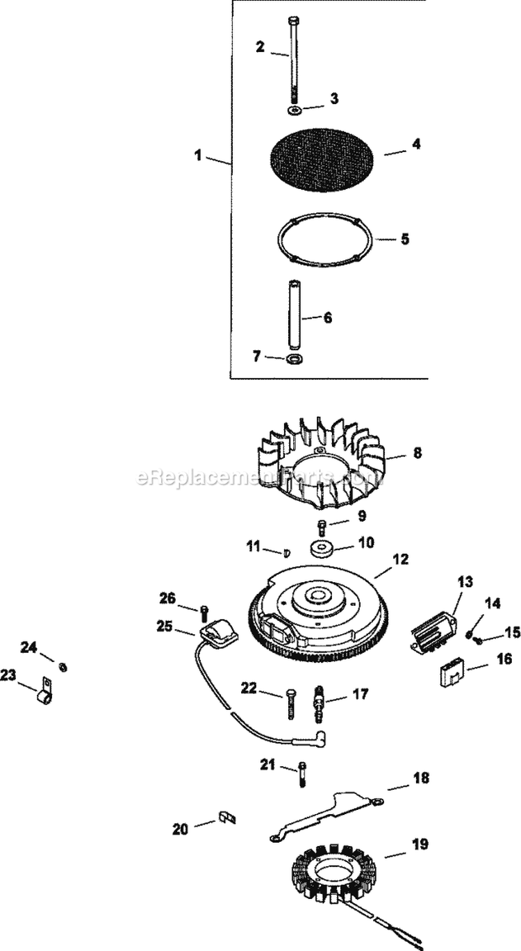 Page K Diagram and Parts List for CV25-69531  Kohler Engine