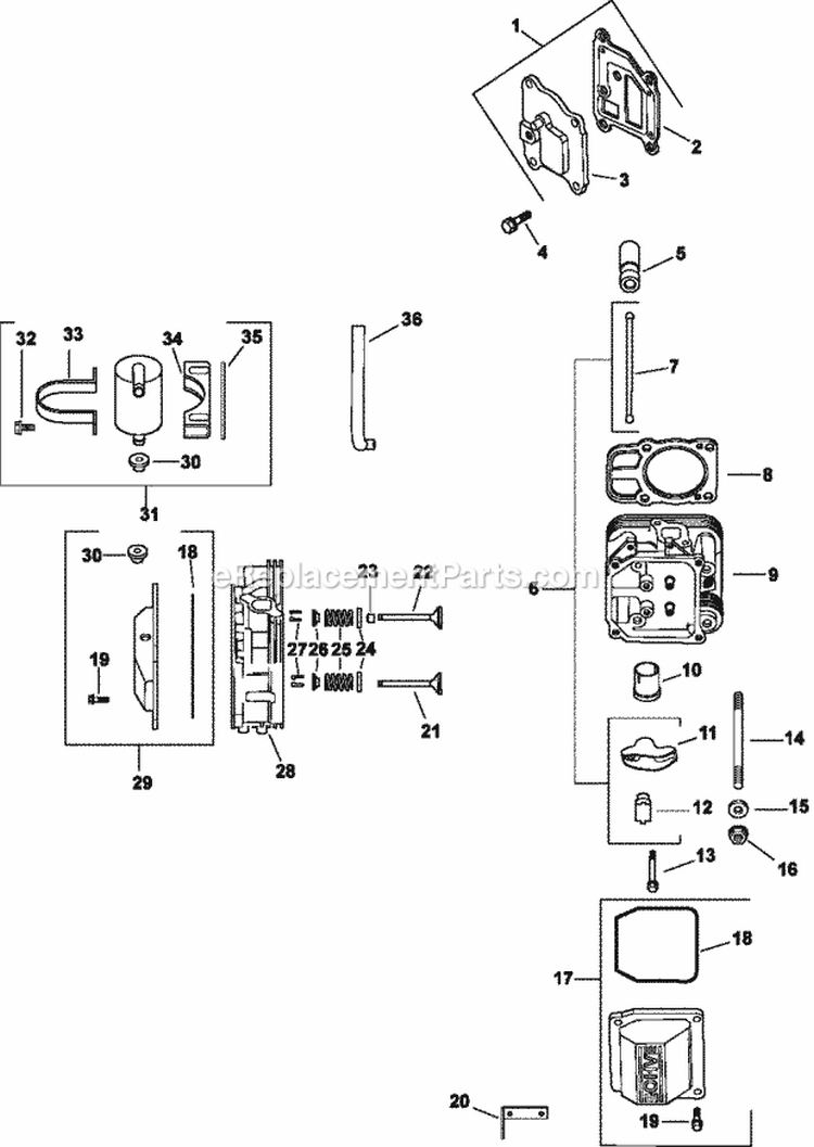 Page J Diagram and Parts List for CV25-69535  Kohler Engine
