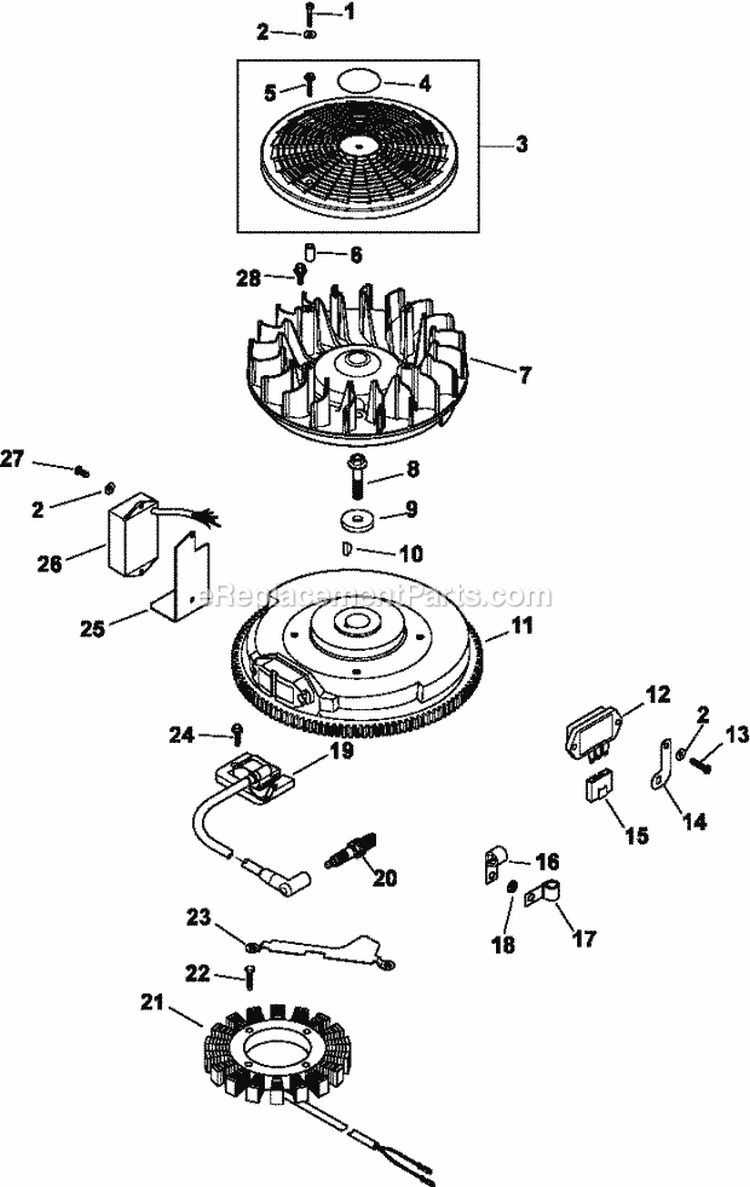 Page J Diagram and Parts List for CV22-67552  Kohler Engine