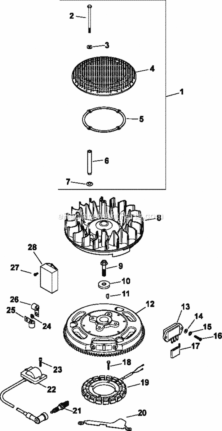 Page J Diagram and Parts List for CV22-67533  Kohler Engine
