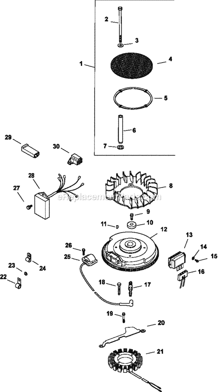 Page J Diagram and Parts List for CV25-69550  Kohler Engine