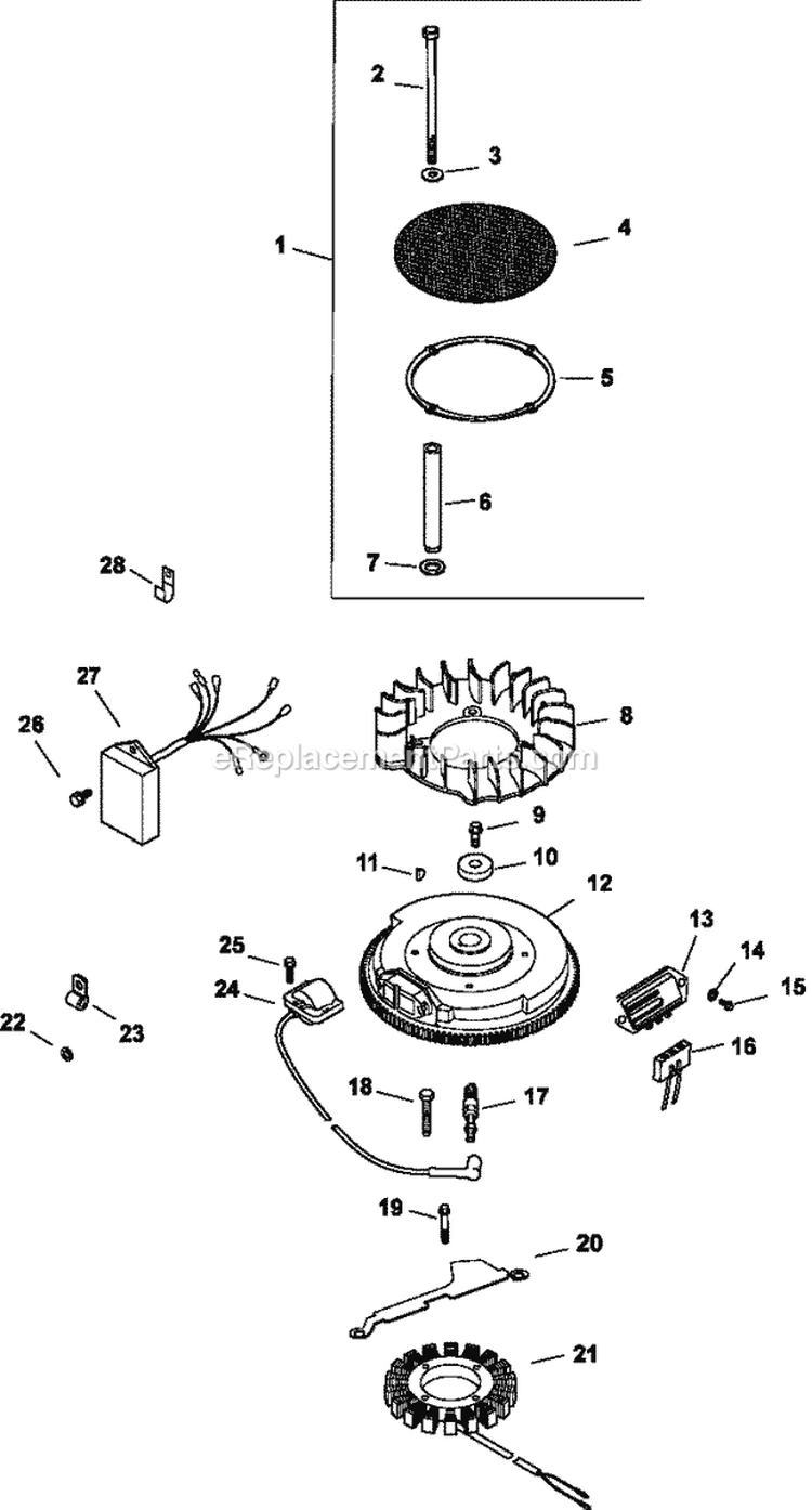 Page K Diagram and Parts List for CV25-69517  Kohler Engine
