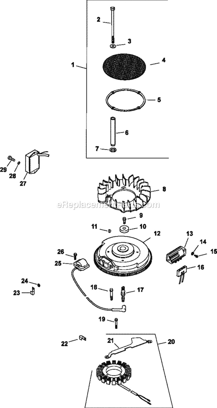 Page J Diagram and Parts List for CV25-69560  Kohler Engine