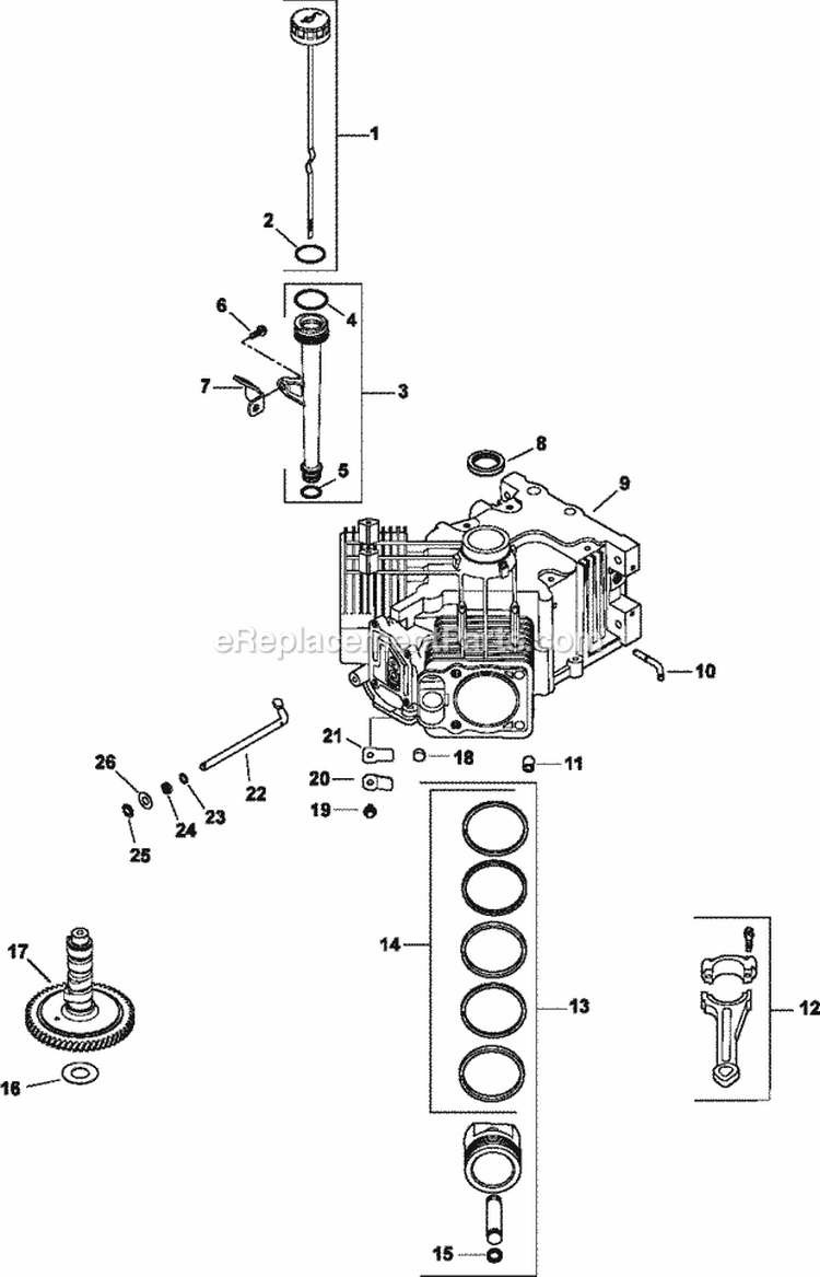 Page D Diagram and Parts List for CV25-69521  Kohler Engine
