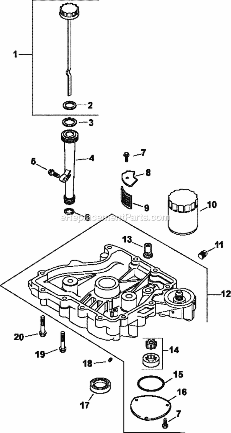 Page M Diagram and Parts List for CV11-1114  Kohler Engine