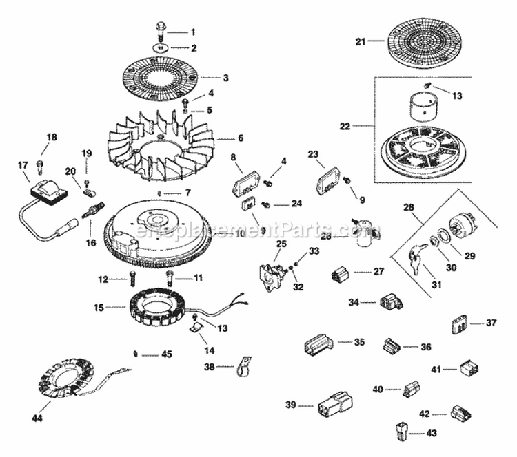 Page J Diagram and Parts List for CV15-41521  Kohler Engine