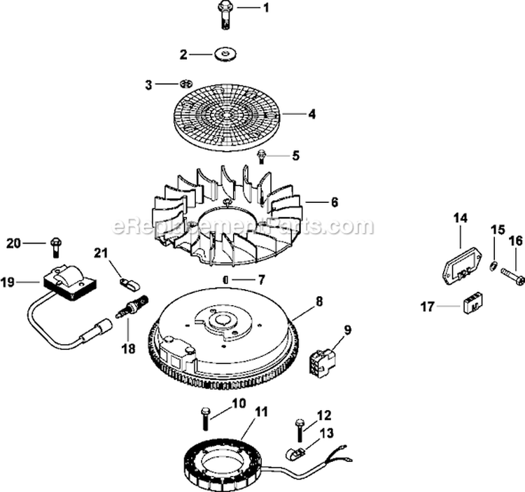 Page J Diagram and Parts List for CV492-27516  Kohler Engine