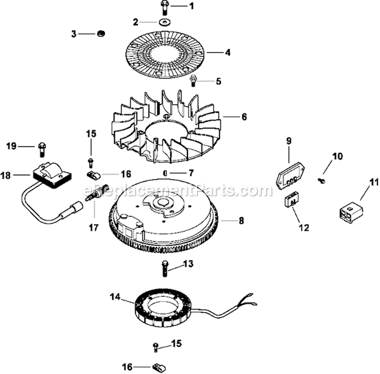 Page J Diagram and Parts List for CV492-27539  Kohler Engine
