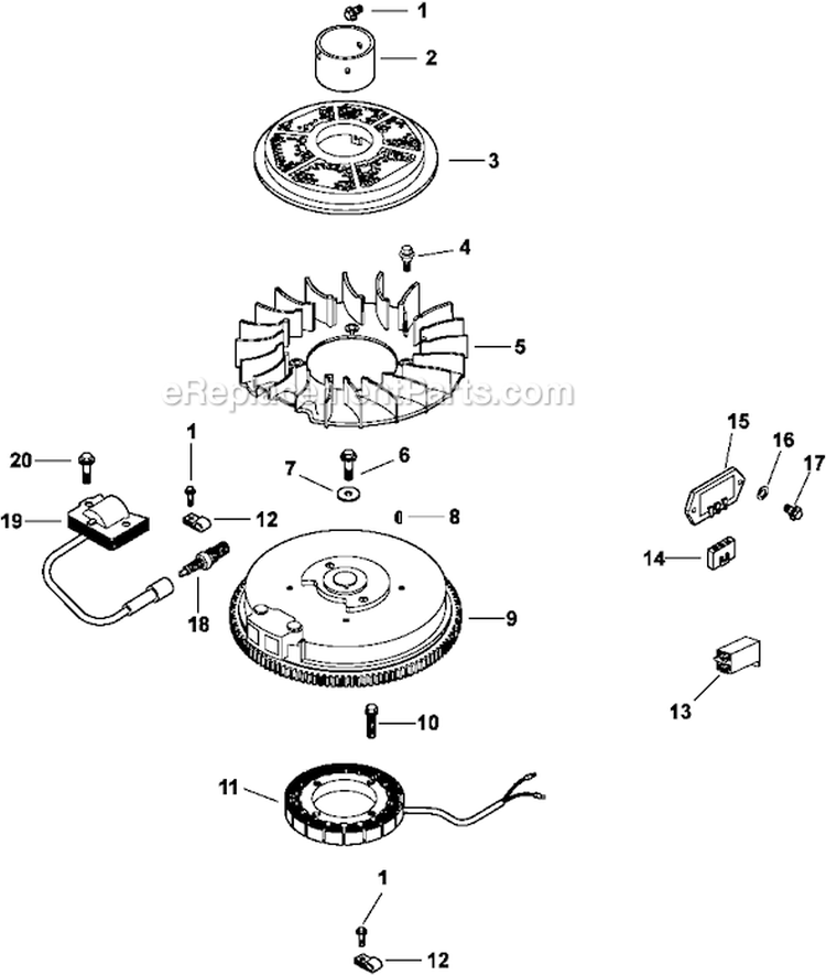 Page J Diagram and Parts List for CV493-27524  Kohler Engine