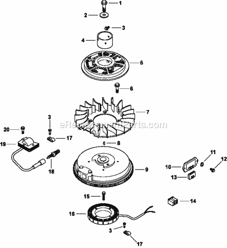Page J Diagram and Parts List for CV493-27529  Kohler Engine