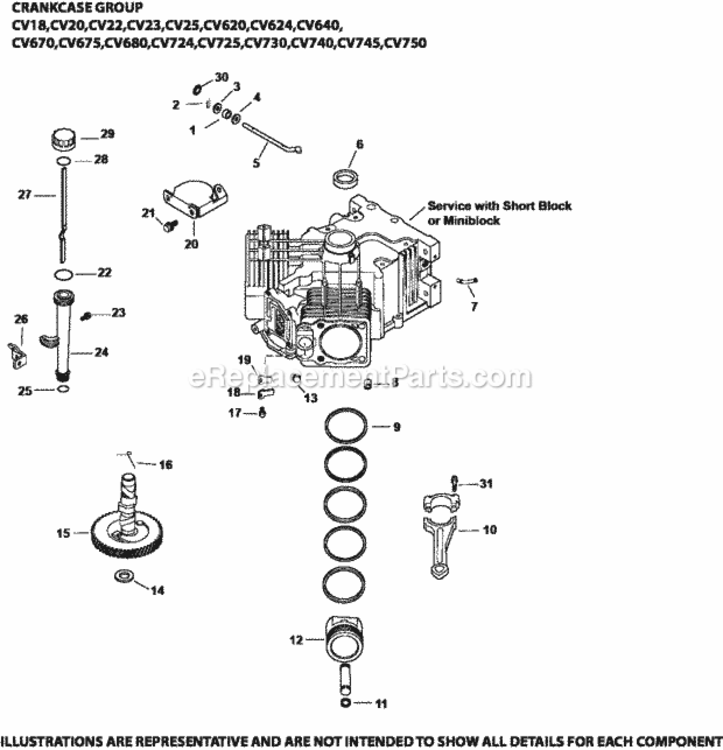 Crankcase2-24-264_Cv18-750 Diagram and Parts List for CV620-3013  Kohler Engine