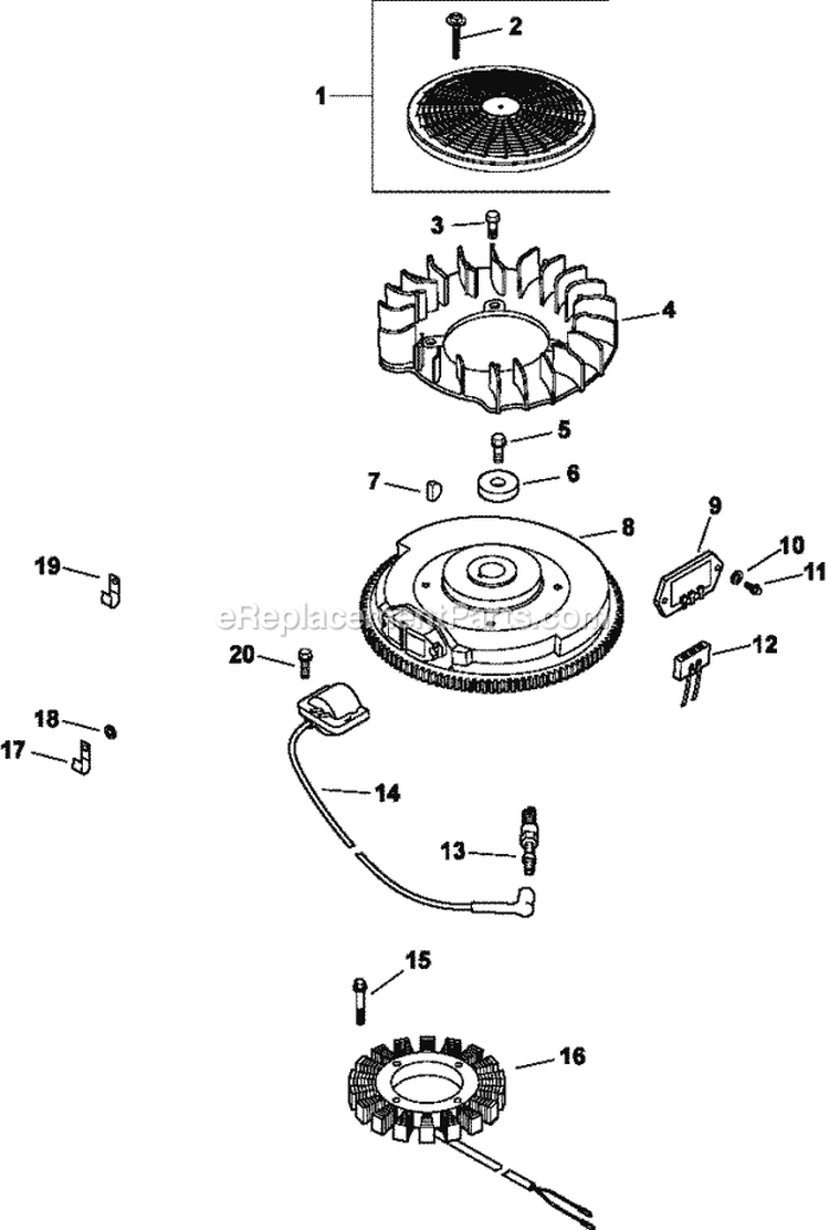 Page J Diagram and Parts List for CV20-65620  Kohler Engine